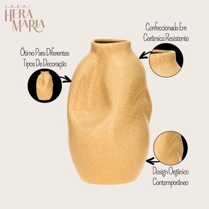 Imagem de Vaso De Mesa Decorativo Irregular Enfeite Para Sala Em Cerâmica