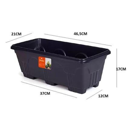 Imagem de Vaso de planta floreira 10 litros jardineira de chao grande casa jardim varanda comercio horta retangular preta