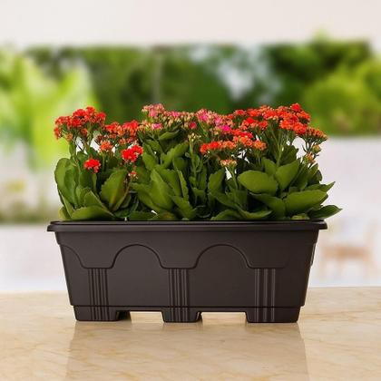 Imagem de Vaso De Planta Floreira 10 Litros Jardineira De Chao Grande Casa Jardim Varanda Comercio Horta Retangular Preta