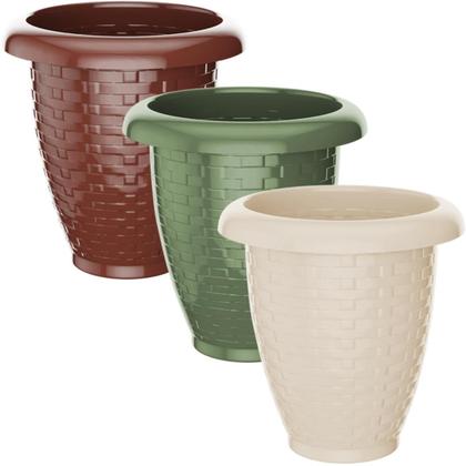 Imagem de Vaso De Planta Pequeno 1100ml Redondo Plástico Rattan