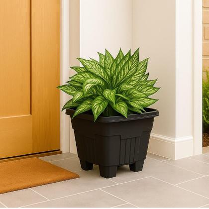 Imagem de Vaso De Planta Quadrado Grande 16,5 Litros Floreira Jardim Decorativo Cachepot Cone Plastico Horta Casa Preto