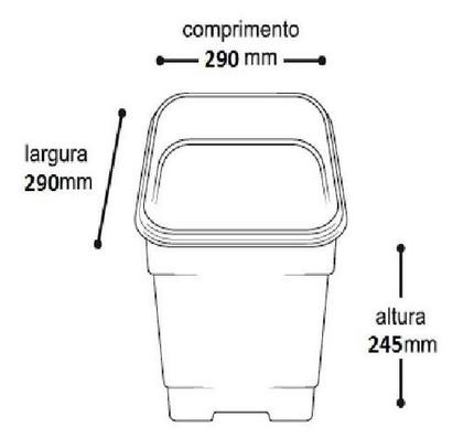Imagem de Vaso de Plantas Quadrado Médio 29x29x24,5 Vermelho Arqplast