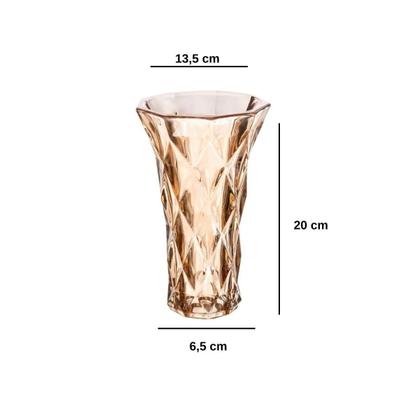 Imagem de Vaso de Vidro Diamond Âmbar Metalizado 13cm x 6,5cm x 20cm - Lyor