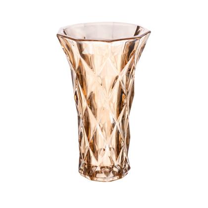 Imagem de Vaso de Vidro Diamond Âmbar Metalizado 13cm x 6,5cm x 20cm - Lyor