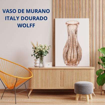 Imagem de Vaso de Vidro Murano Italy Dourado 8x15cm Decoração Porta Canetas Wolff
