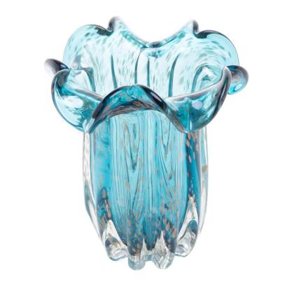 Imagem de VASO DE VIDRO SODO-CALCICO FLAT ITALY AZUL E ROSE 18x21cm