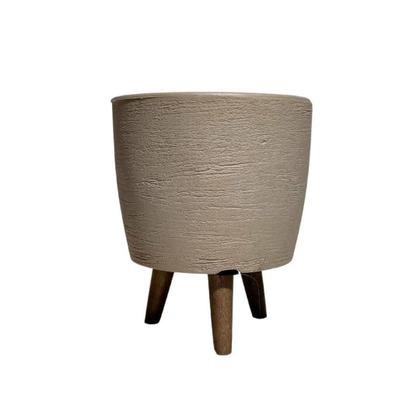 Imagem de Vaso Decorativo 20cm Com Tripé De Madeira Para Plantas E Flores