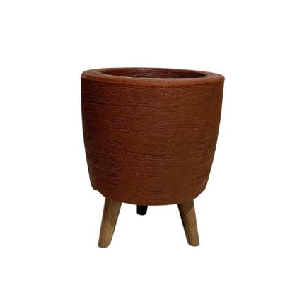 Imagem de Vaso Decorativo 20cm Com Tripé De Madeira Para Plantas E Flores