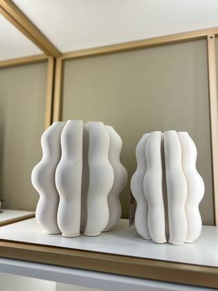 Imagem de Vaso Decorativo Cerâmica 3D Branco 25cm 23d