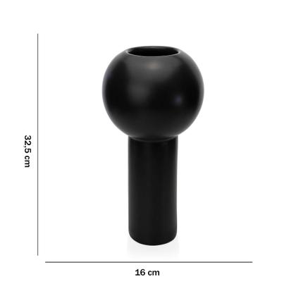 Imagem de Vaso Decorativo Cilíndrico Em Cerâmica Preto 32,5x16x16 Cm - D'Rossi