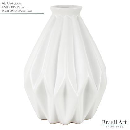 Imagem de Vaso Decorativo Cone Frisos em Cerâmica Off White