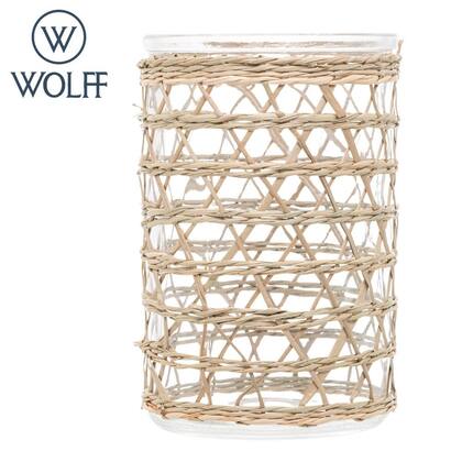 Imagem de Vaso Decorativo de Vidro e Fibra Natural 10cm x 13cm Wolff
