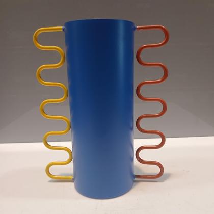 Imagem de Vaso Decorativo Home&Co 20x12x12cm Metal Azul Enfeite Decoração para Flores Sala e Mesa
