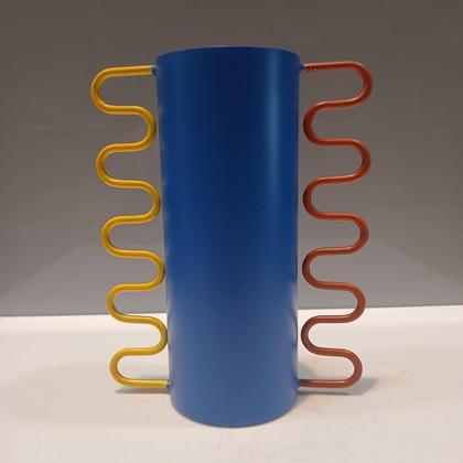 Imagem de Vaso Decorativo Home&Co 20x12x12cm Metal Azul Enfeite Decoração para Flores Sala e Mesa