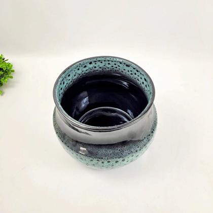 Imagem de Vaso Decorativo Rupestre Verde E Preto 20X27Cm Cerâmica