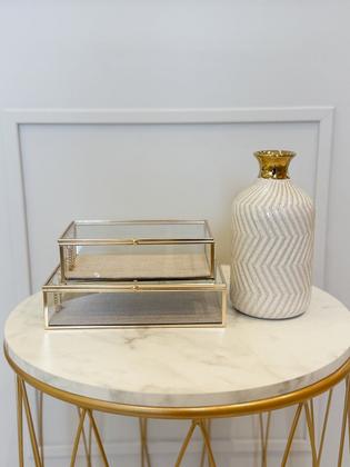 Imagem de Vaso Em Cerâmica Dourado E Branco GG - Mart