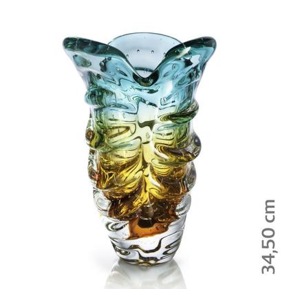 Imagem de Vaso Em Cristal Murano Esmeralda E Âmbar - São Marcos