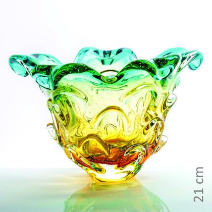 Imagem de Vaso Em Cristal Murano Esmeralda E Âmbar - São Marcos