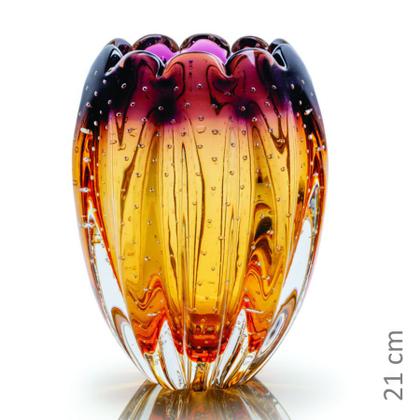 Imagem de Vaso Em Cristal Murano Lilás E Âmbar - São Marcos