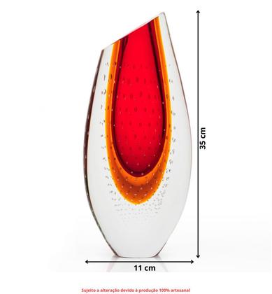 Imagem de Vaso Em Cristal Murano Vermelho E Âmbar - São Marcos