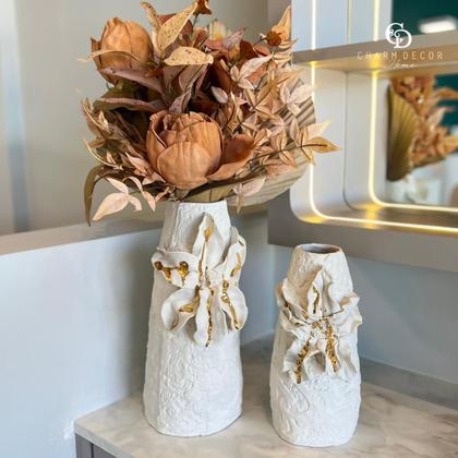 Imagem de Vaso em Porcelana Série Orquídea e Ouro G