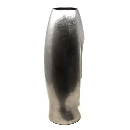 Imagem de Vaso face decorativo escultura Rosto decoração cerâmica de altíssima qualidade prata 51cm