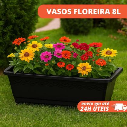 Imagem de Vaso floreira 9,5l 3un 6un grande preta jardim floricultura