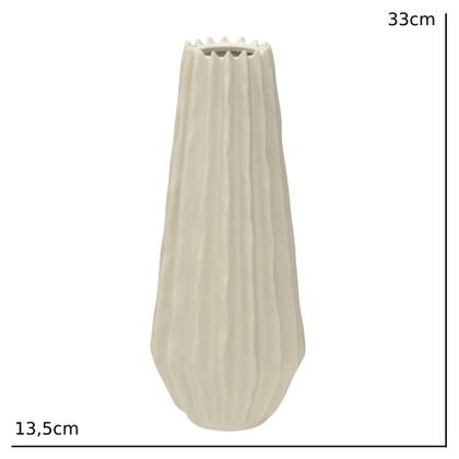 Imagem de Vaso geometrico decorativo em porcelana na cor creme 33cm