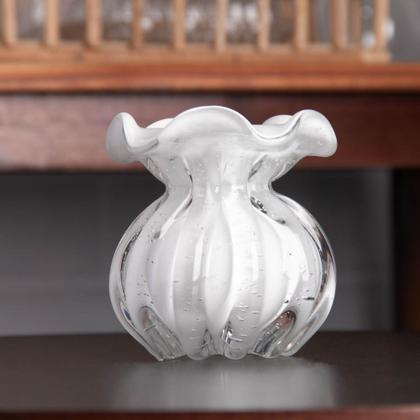 Imagem de Vaso Italy em Vidro Branco Leitoso 10x11cm  Wolff