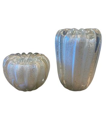 Imagem de Vaso Murano Branco com Dourado 15 cm  Casa Del Grande