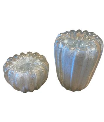 Imagem de Vaso Murano Branco com Dourado 15 cm  Casa Del Grande
