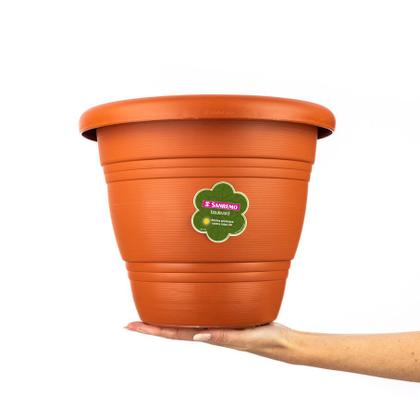 Imagem de Vaso para Planta Plástico Redondo Marrom 28cm Sanremo