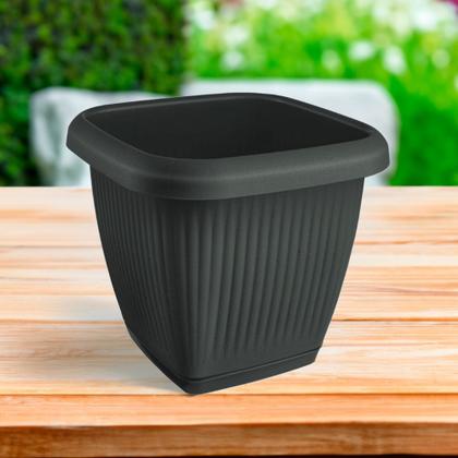 Imagem de Vaso Para Plantas Quadrado C/ Prato Decoração Casa Jardim 9,6L