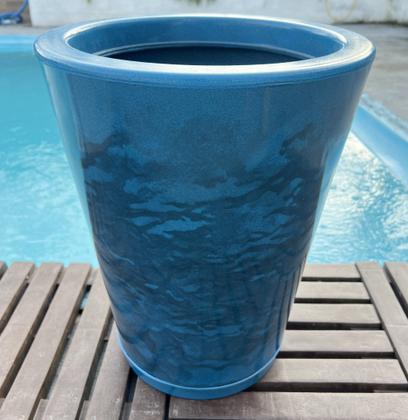 Imagem de Vaso Planta Com Prato Redondo Alto Liso Brilhoso Alt 40cm
