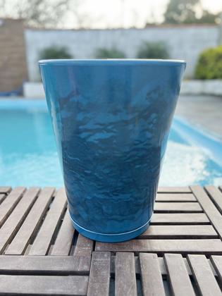Imagem de Vaso Planta Com Prato Redondo Alto Liso Brilhoso Alt 40cm