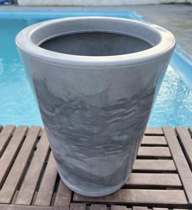 Imagem de Vaso Planta Com Prato Redondo Alto Liso Brilhoso Alt 40cm