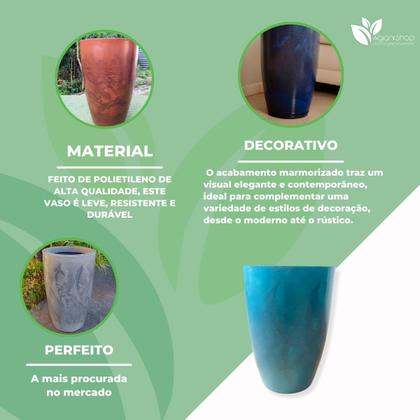 Imagem de Vaso Polietileno para Plantas Coluna Redonda Cone Lisa Moderna Jardim Sala N3