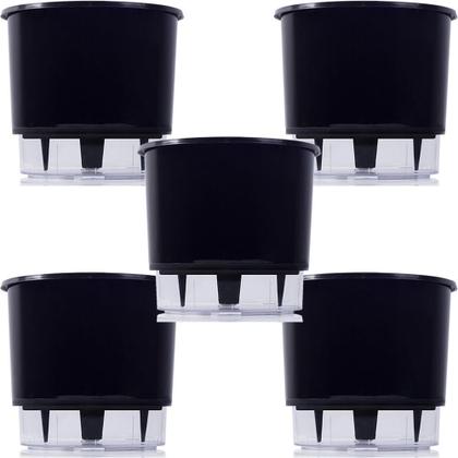 Imagem de Vaso Raiz Autoirrigavel Médio 16x14 N3 Preto Flores Kit 5 Pc