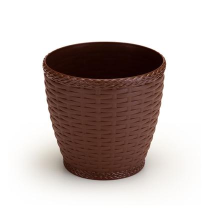 Imagem de Vaso Rattan Cachepo Redondo M3 Kit Com 10 Mini Suculenta Violeta