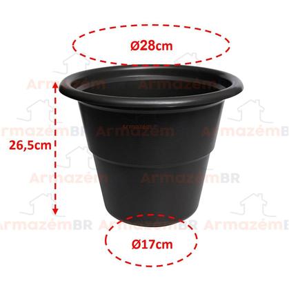 Imagem de Vaso Redondo Grande Flores Plantas Jardim Plástico Preto 232