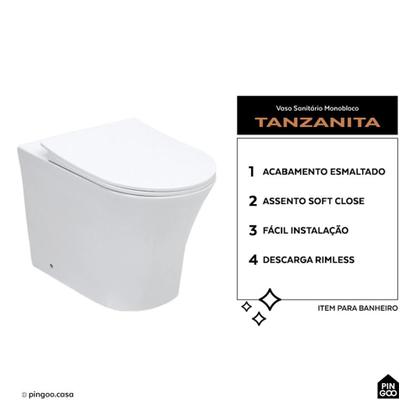 Imagem de Vaso Sanitário Convencional Tanzanita Pingoo.casa - Branco