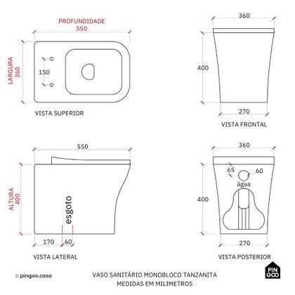Imagem de Vaso Sanitário Convencional Tanzanita Pingoo.casa - Branco