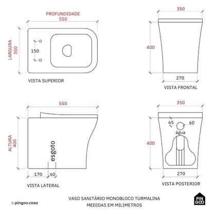Imagem de Vaso Sanitário Convencional Turmalina Pingoo.casa - Branco