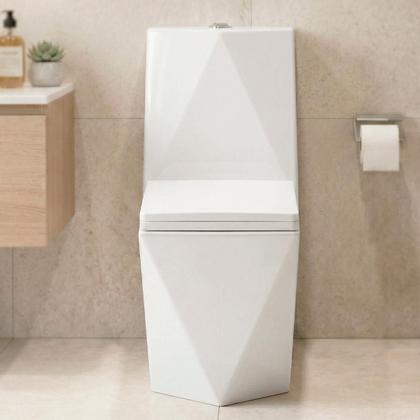 Imagem de Vaso Sanitário Monobloco Caixa Acoplada Limpeza 360 3/6L Economia De Água Diamante Branco Beltempo