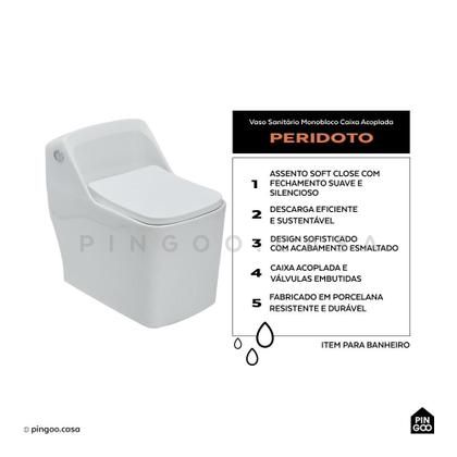 Imagem de Vaso Sanitário Monobloco Caixa Acoplada Peridoto Pingoo.casa - Branco