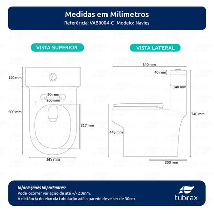 Imagem de Vaso Sanitário Monobloco Caixa Acoplada Privada Completo modelo Navies Tubrax