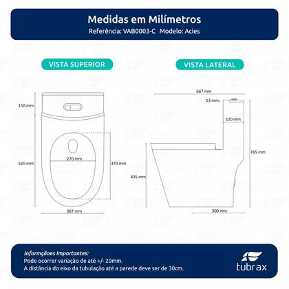 Imagem de Vaso Sanitário Monobloco Completo - Caixa Acoplada Privada modelo Acies Tubrax