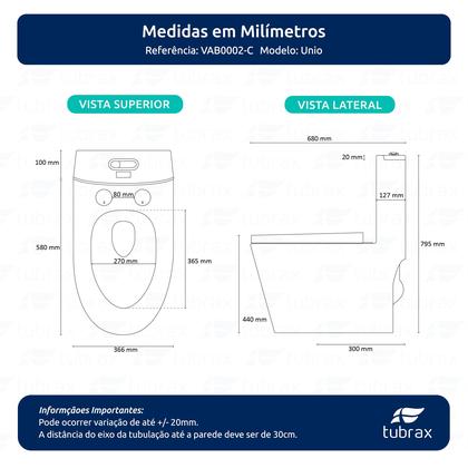 Imagem de Vaso Sanitário Monobloco Completo - Caixa Acoplada Privada modelo Unio Tubrax