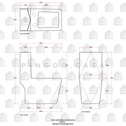 Imagem de Vaso sanitário Monobloco Opala Pingoo.casa - Branco