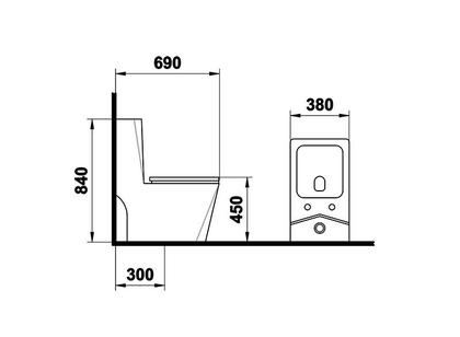 Imagem de Vaso Sanitário Monobloco Quadrado Diamante Harmony 8019 Branco